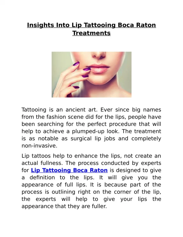 Insights Into Lip Tattooing Boca Raton Treatments