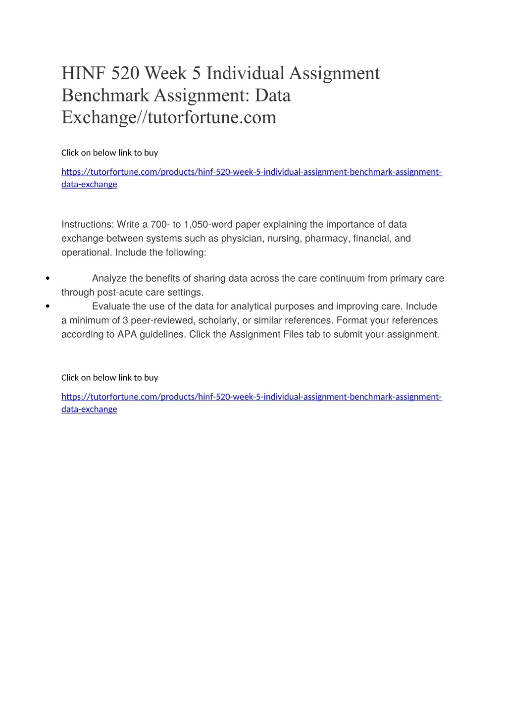hinf 520 week 5 individual assignment benchmark