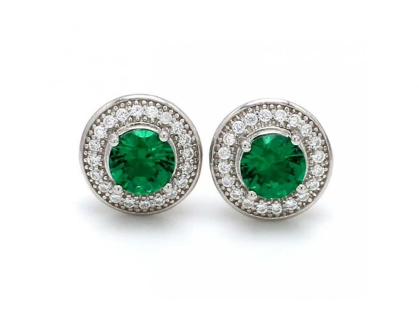 Pure Silver Emerald Green Earrings collection in online