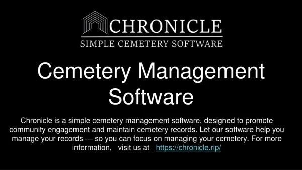 Cemetery Management Software | Chronicle.rip