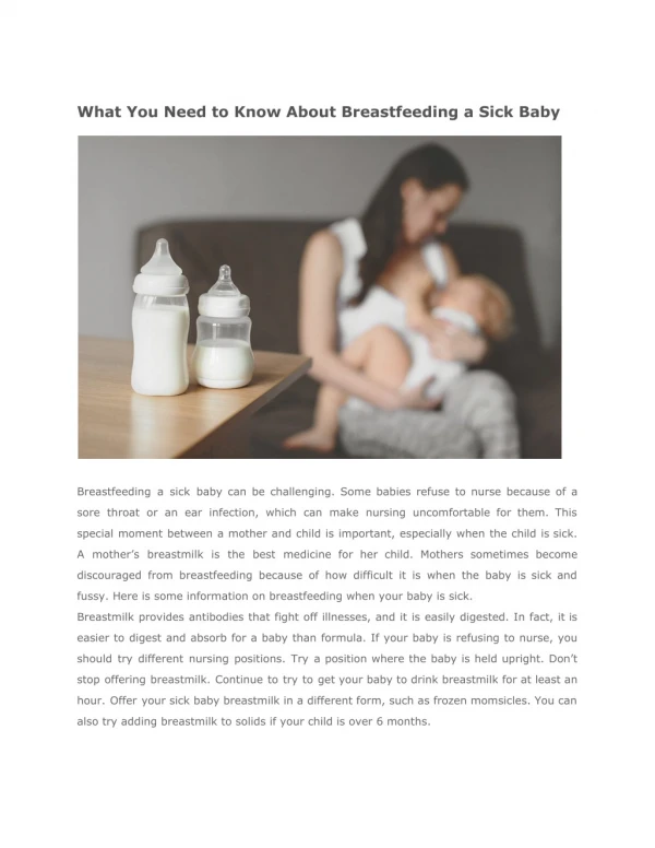 What You Need to Know About Breastfeeding a Sick Baby