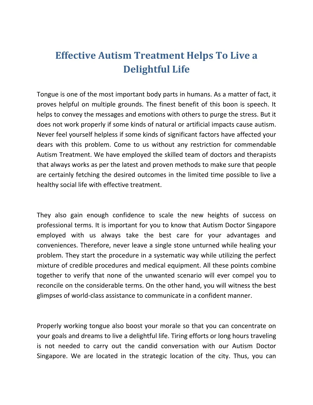 effective autism treatment helps to live