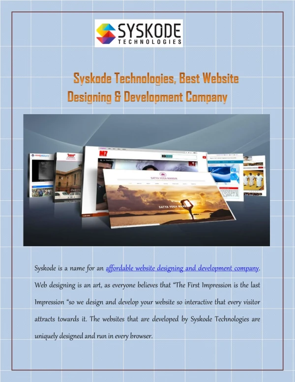 Syskode Technologies, Best Website Designing & Development Company