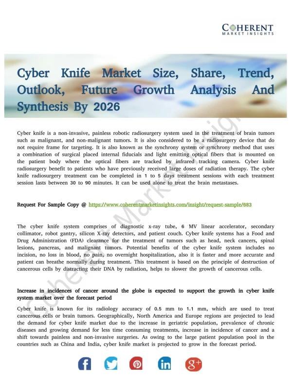 Cyber Knife Market to Witness Exponential Growth by 2018 to 2026
