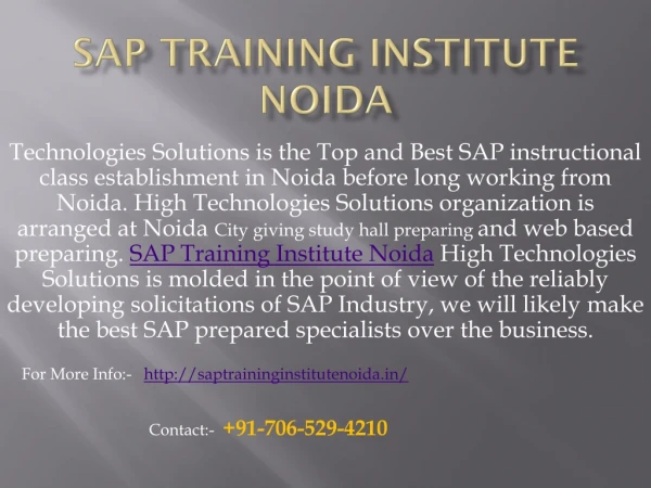 SAP Basis Training Courses Noida