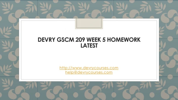 devry gscm 209 week 5 homework latest
