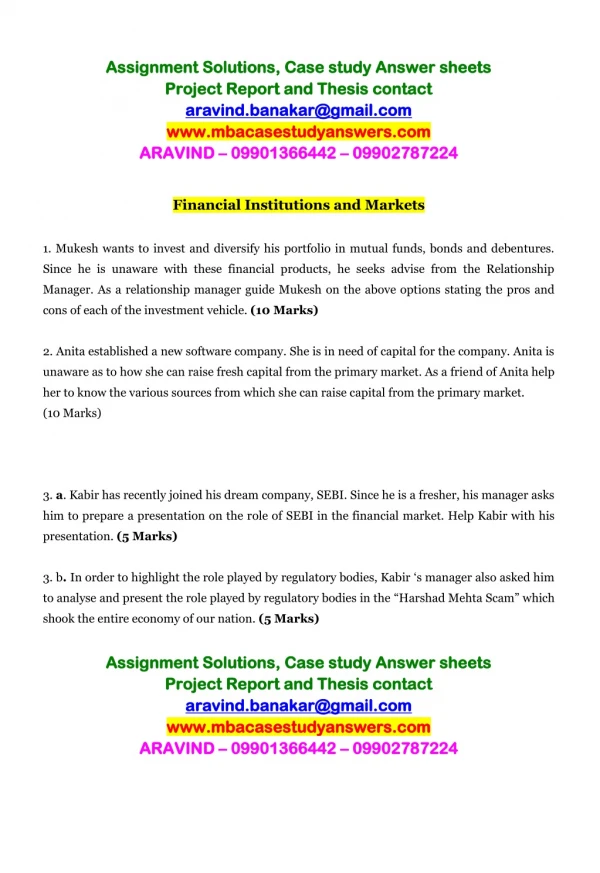 2019 JUNE NMIMS ASSIGNMENTS - In order to highlight the role played by regulatory bodies, Kabir ‘s manager also asked hi