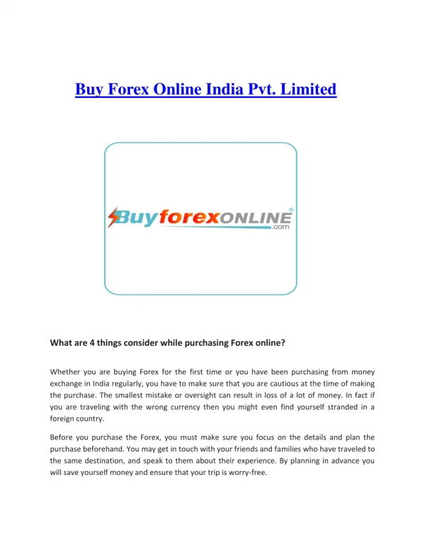 What are 4 things Consider While Purchasing Forex Online? | Buyforexonline