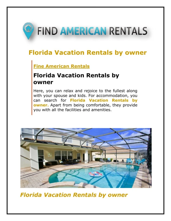 Florida Vacation Rentals by owner