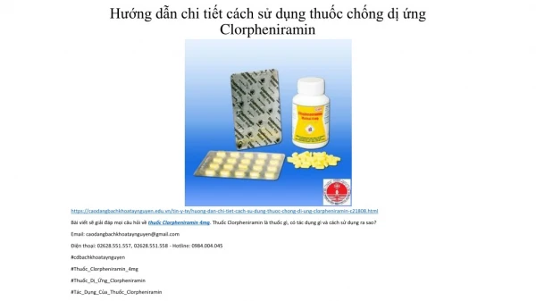 h ng d n chi ti t c ch s d ng thu c ch ng d ng clorpheniramin