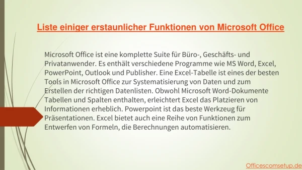 Liste einiger erstaunlicher Funktionen von Microsoft Office | office.com/setup