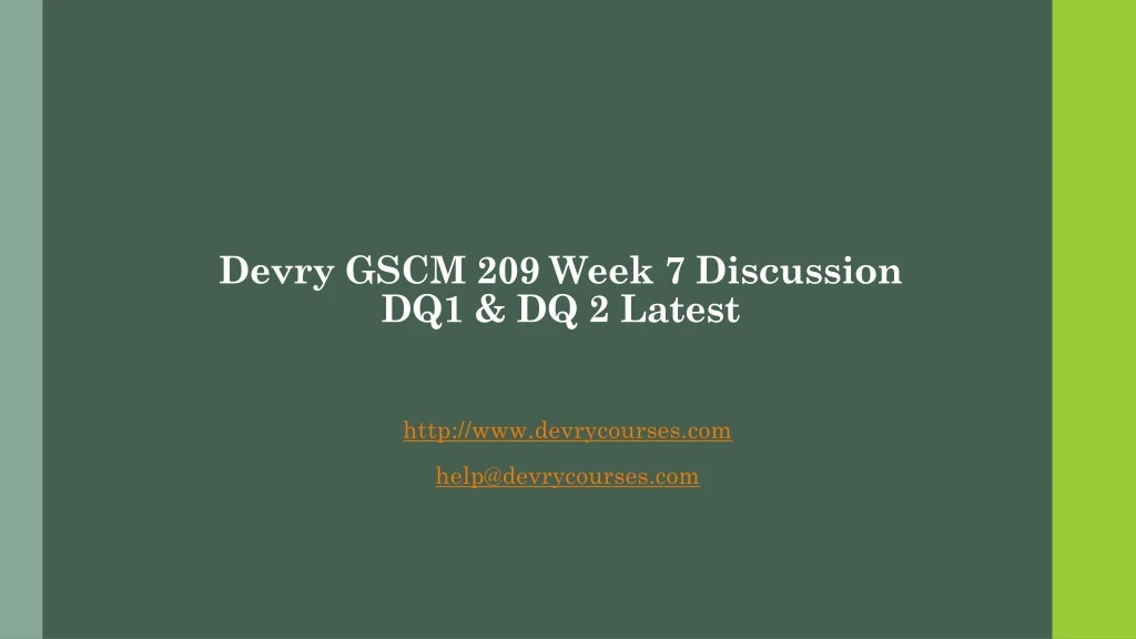 devry gscm 209 week 7 discussion dq1 dq 2 latest