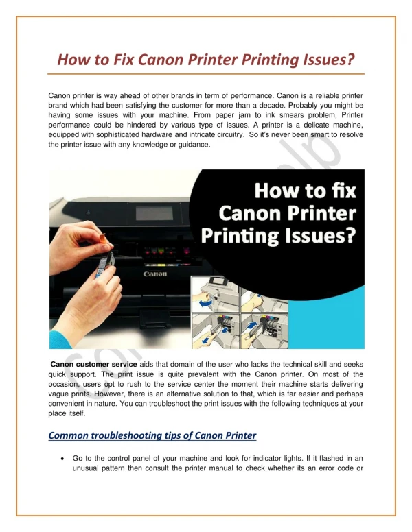 How to fix canon printer printing issues?
