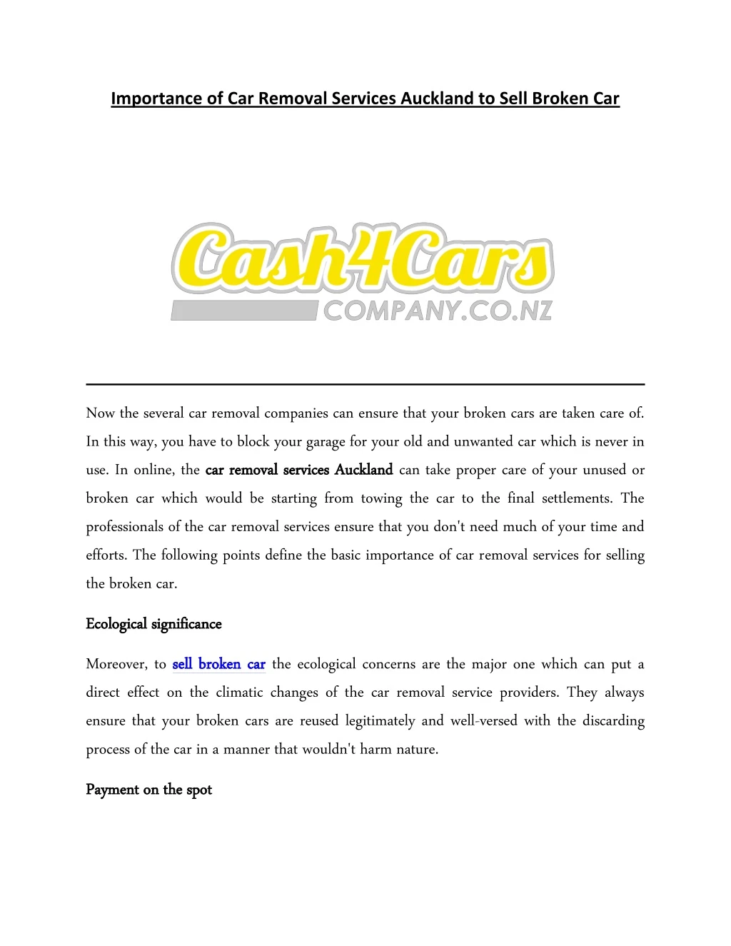 importance of car removal services auckland