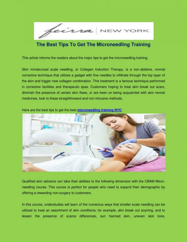 The Best Tips To Get The Microneedling Training