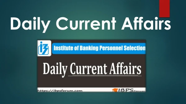 Daily Current Affairs For Bank Exam - Current Affair Exam Quiz Today