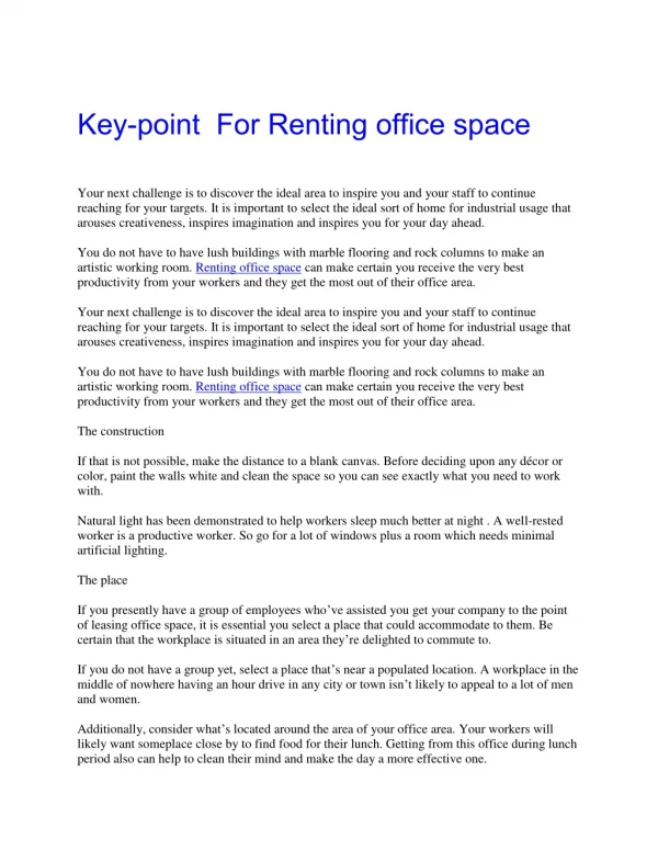 key point for renting office space