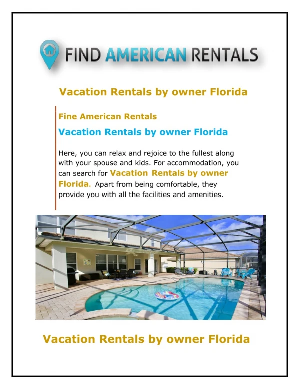 Vacation Rentals by owner Florida
