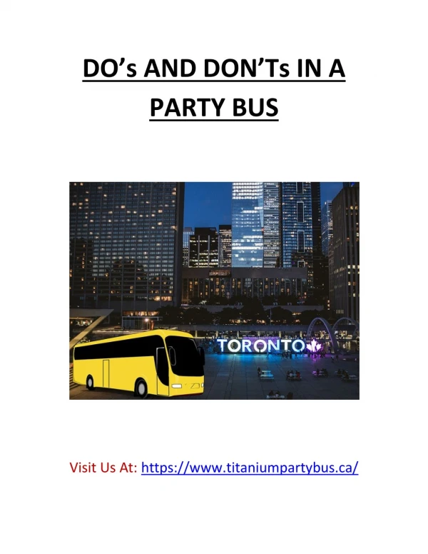 DO’s AND DON’Ts IN A PARTY BUS