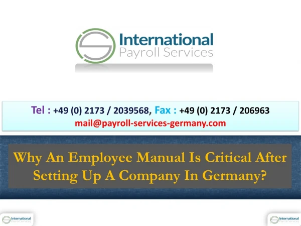 Why An Employee Manual Is Critical After Setting Up A Company In Germany