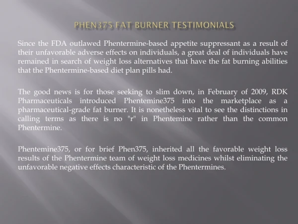 Phen375 Fat Burner Testimonials