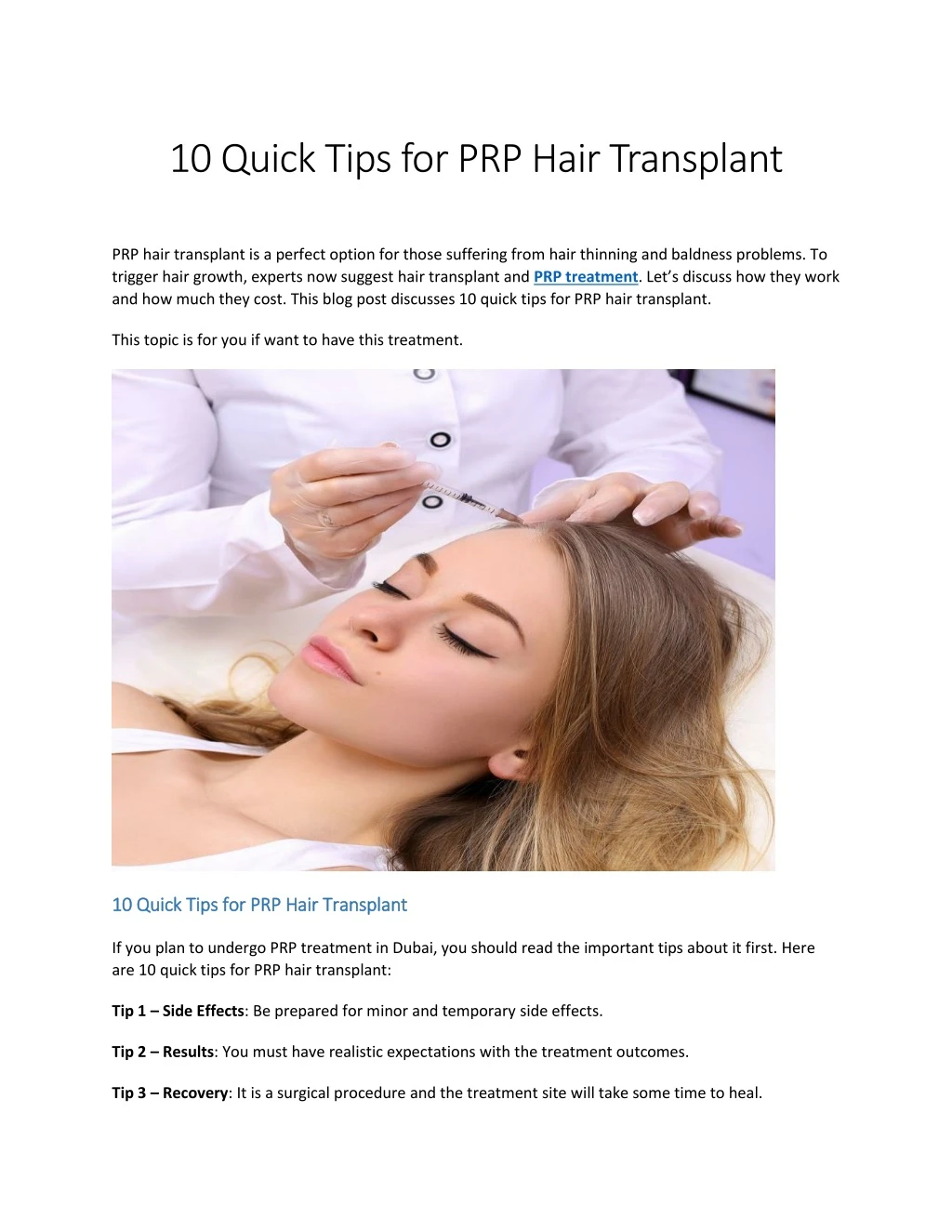 10 quick tips for prp hair transplant