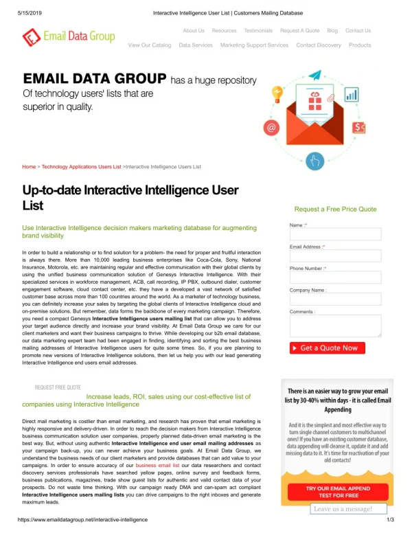 List of Companies using Interactive Intelligence