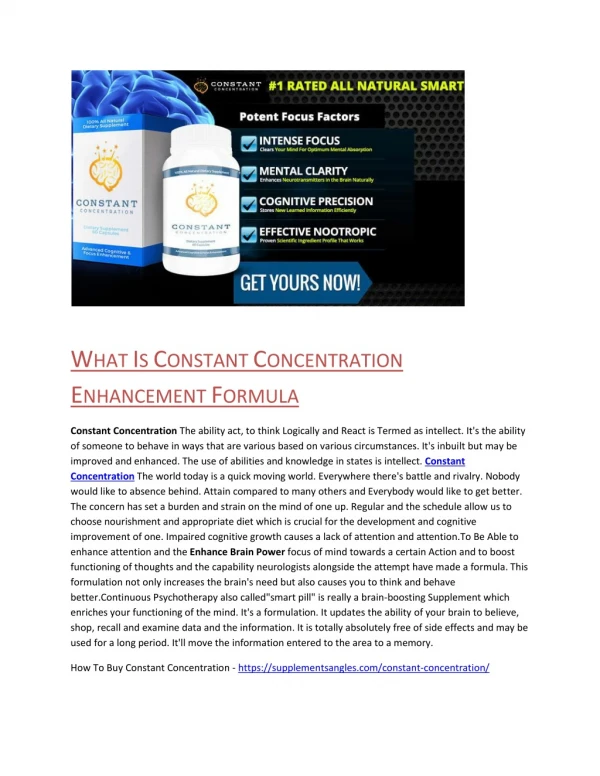 Constant Concentration - Brain Management Booster