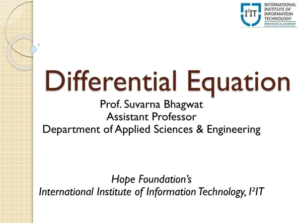 Differential Equation - Department of Applied Sciences & Engineering