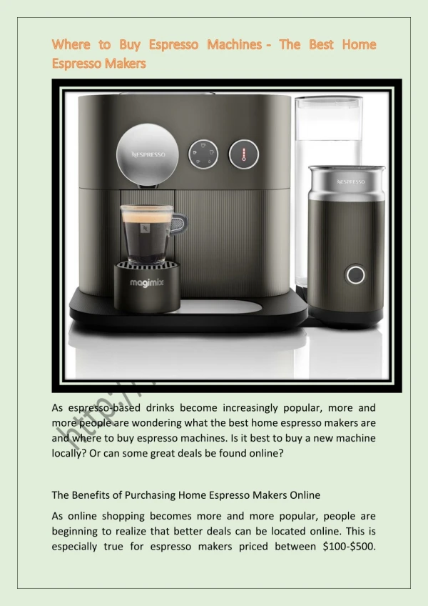 Where to buy espresso machines the best home espresso makers