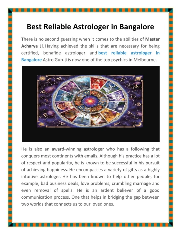 Best Astrologer In Koramangala Bangalore - Astro Guru Ji