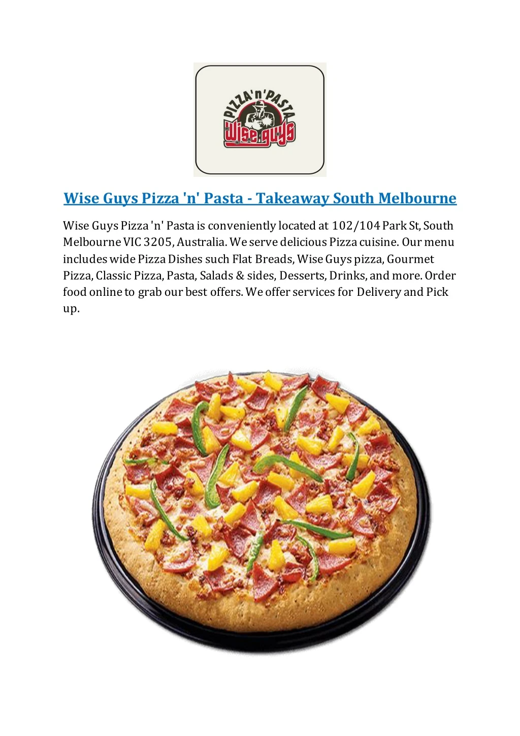 wise guys pizza n pasta takeaway south melbourne