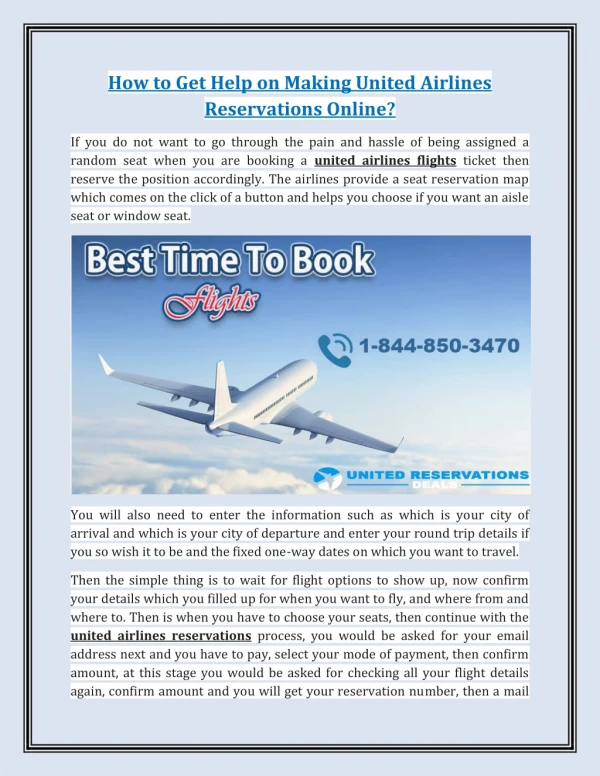 How to Get Help on Making United Airlines Reservations Online?
