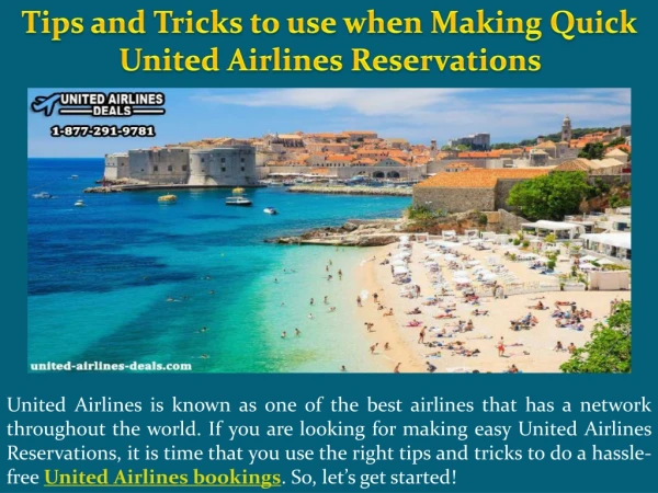 Tips and Tricks to use when making Quick United Airlines Reservations