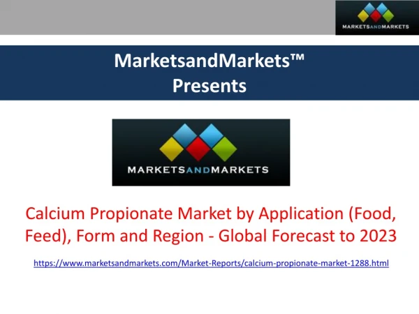 Calcium Propionate Market worth $363.3 million by 2023