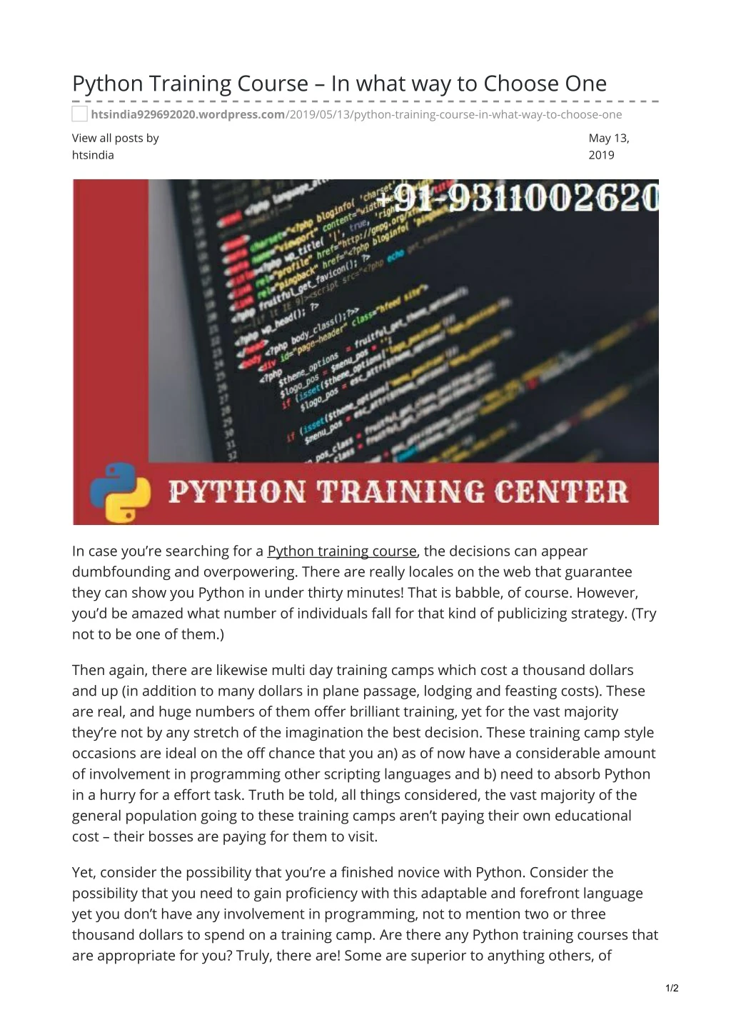 python training course in what way to choose one