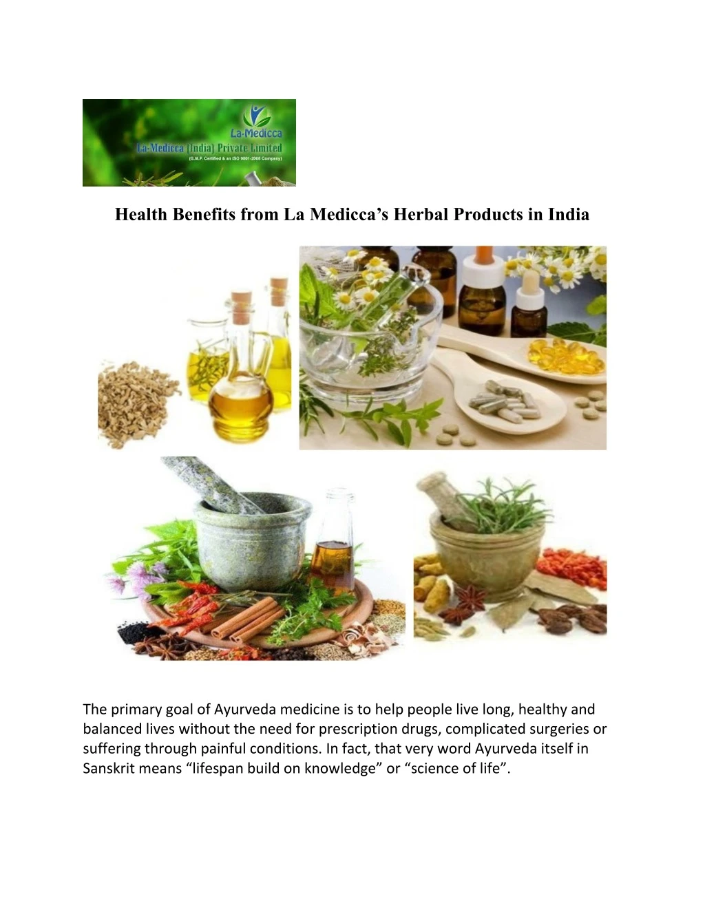 health benefits from la medicca s herbal products