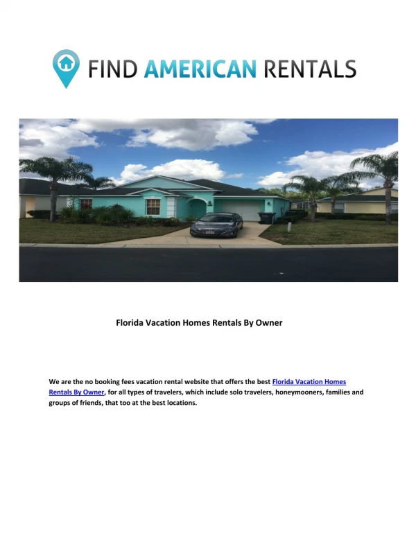 Florida Vacation Homes Rentals By Owner