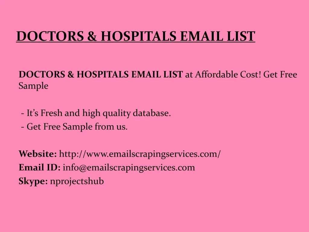 doctors hospitals email list
