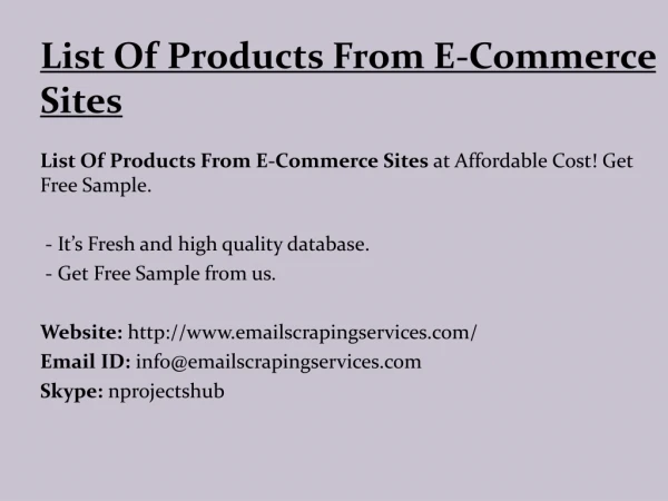 Ecommerce Sites List