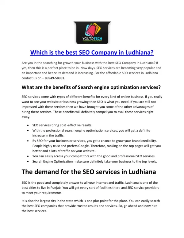 Which is the best SEO Company in Ludhiana?