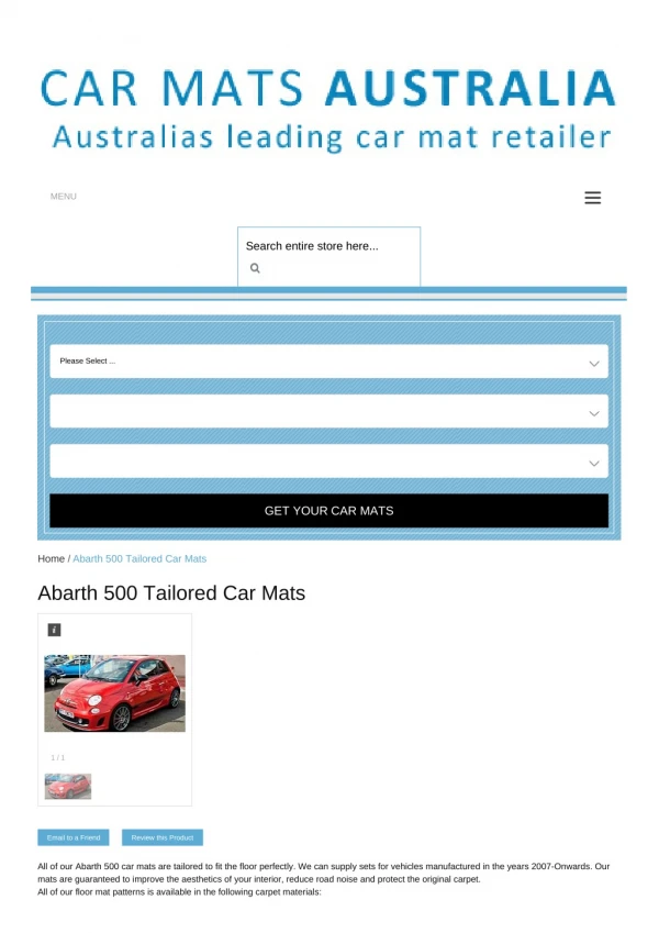Tailored Abarth 500 Car Mats – Custom Car Mats | Rubber Car Mats