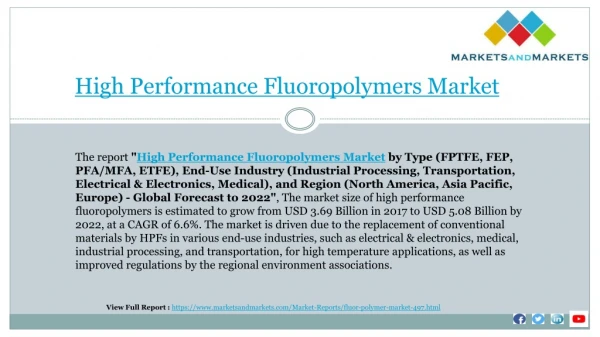 High Performance Fluoropolymers Market worth 5.08 Billion USD by 2022