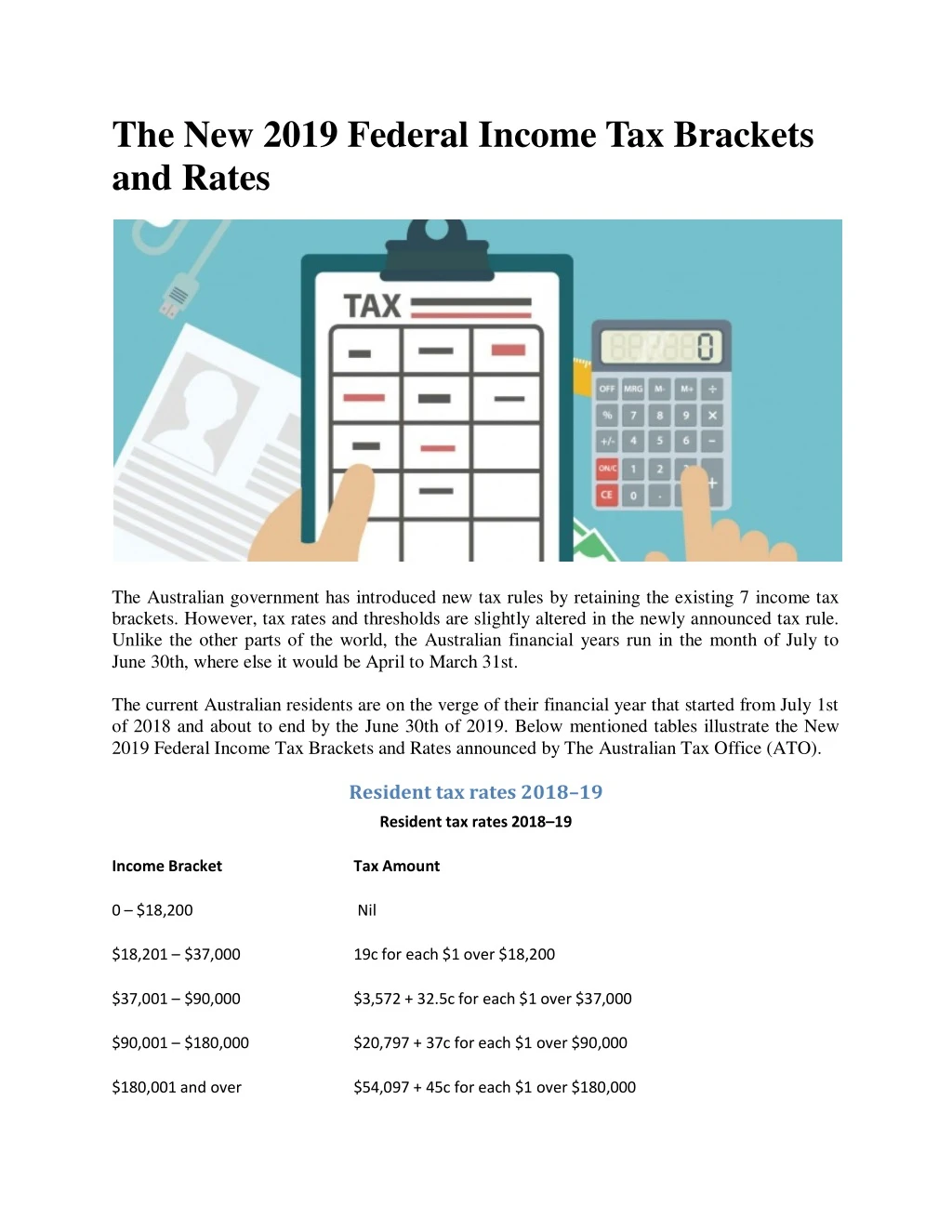 the new 2019 federal income tax brackets and rates