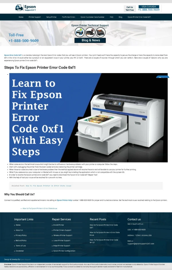 18885009609 Fix Epson Printer Error Code 0xf1