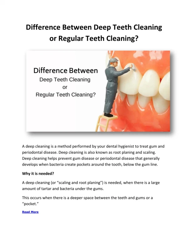 Difference Between Deep Teeth Cleaning or Regular Teeth Cleaning?