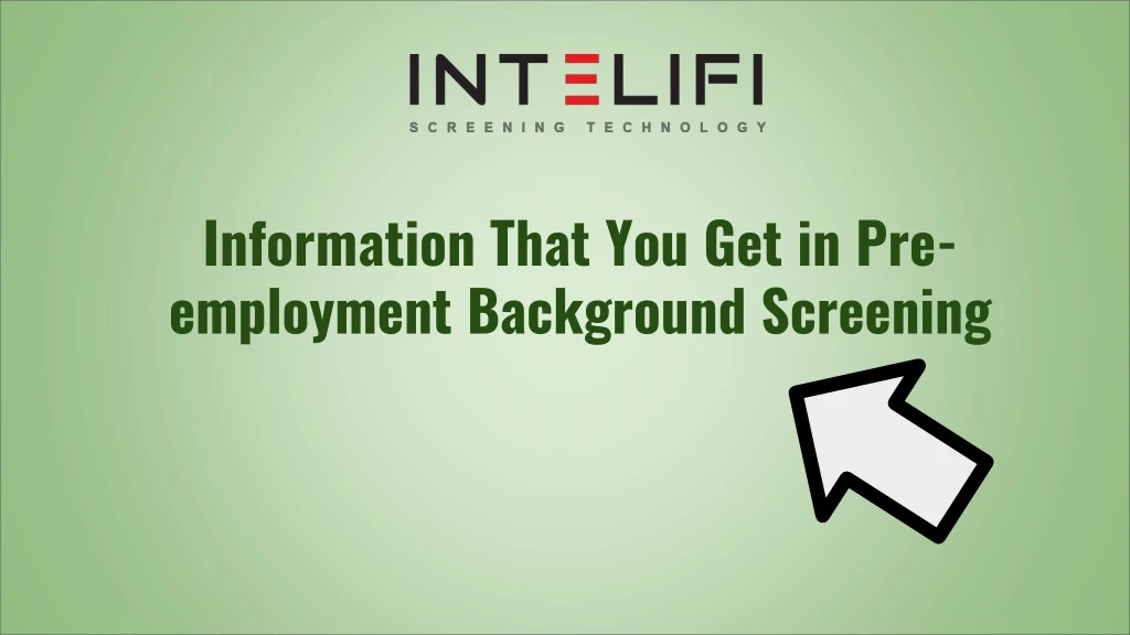 information that you get in pre employment