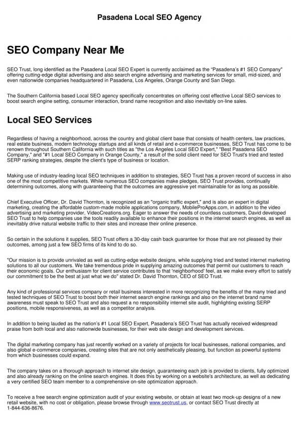 Pasadena Local SEO Expert