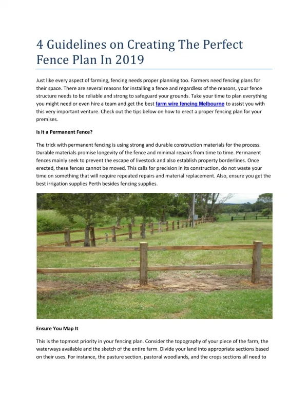 4 Guidelines on Creating The Perfect Fence Plan In 2019