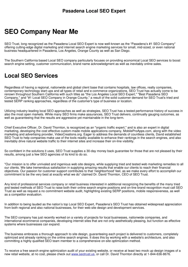 pasadena local seo expert